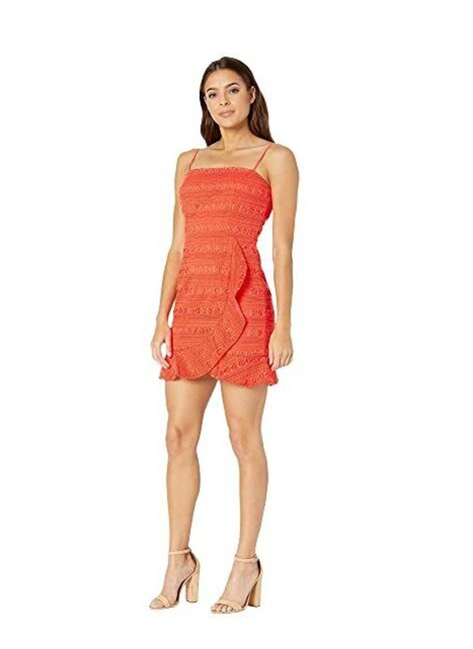 Bardot Mariella Ruffled Lace Mini Dress Orange 6